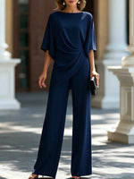 Two-Piece Set Cape Sleeve Blouse Wide-Leg Pants