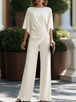 Two-Piece Set Cape Sleeve Blouse Wide-Leg Pants