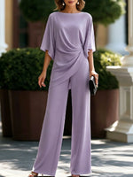 Two-Piece Set Cape Sleeve Blouse Wide-Leg Pants