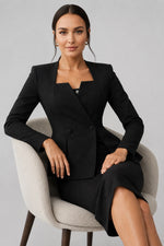 Two-Piece Skirt Set Double-Breasted Square Neck