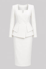 Two-Piece Skirt Set Double-Breasted Square Neck