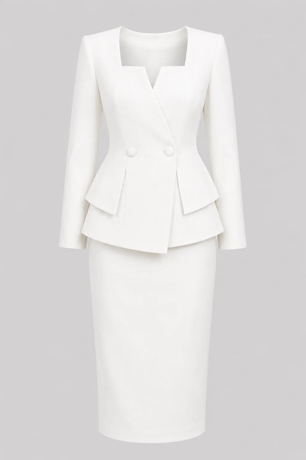Two-Piece Skirt Set Double-Breasted Square Neck