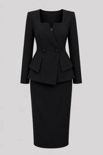 Two-Piece Skirt Set Double-Breasted Square Neck