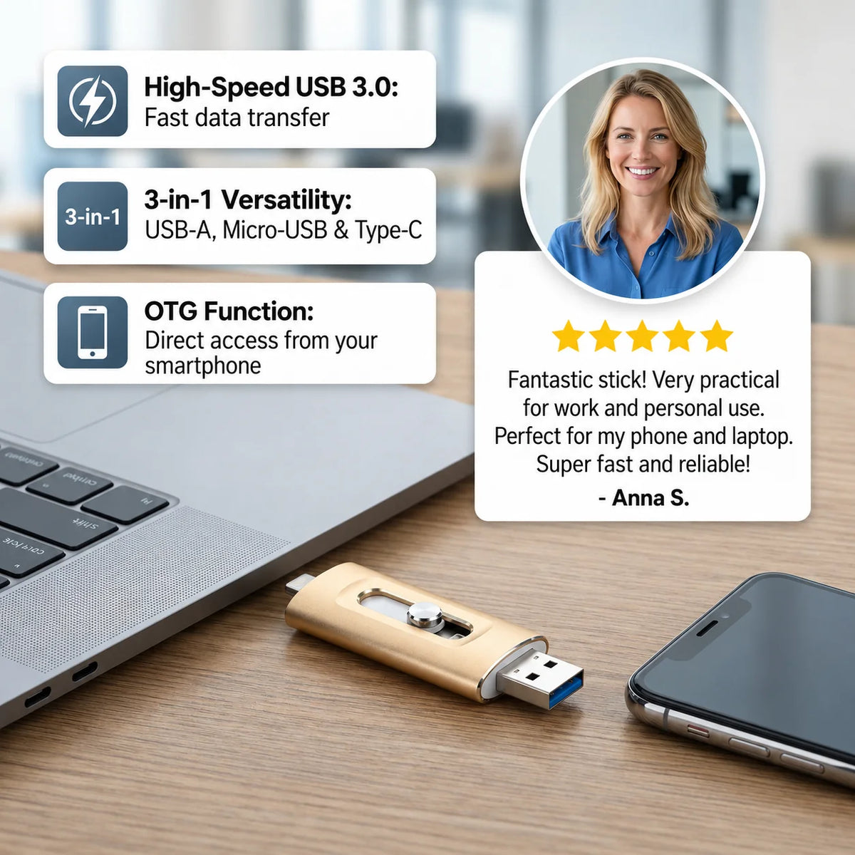 USB Flash Drive USB 3.0 Type-C Micro-USB OTG