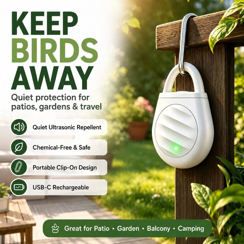 Ultrasonic Bird Repeller Rechargeable USB-C Three Adjustable Modes