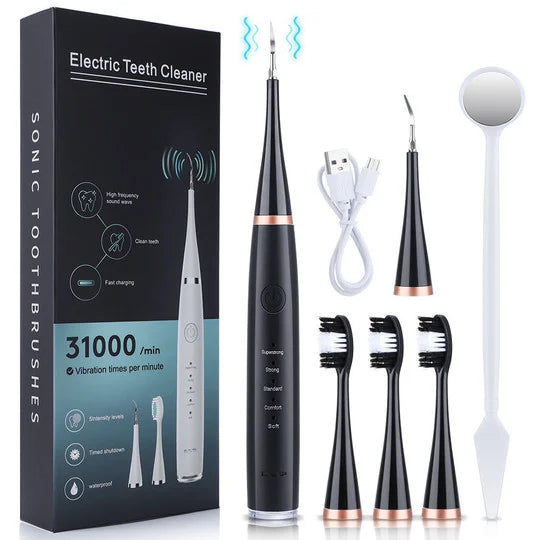 Ultrasonic Tooth Cleaner Waterproof 3 Interchangeable Heads