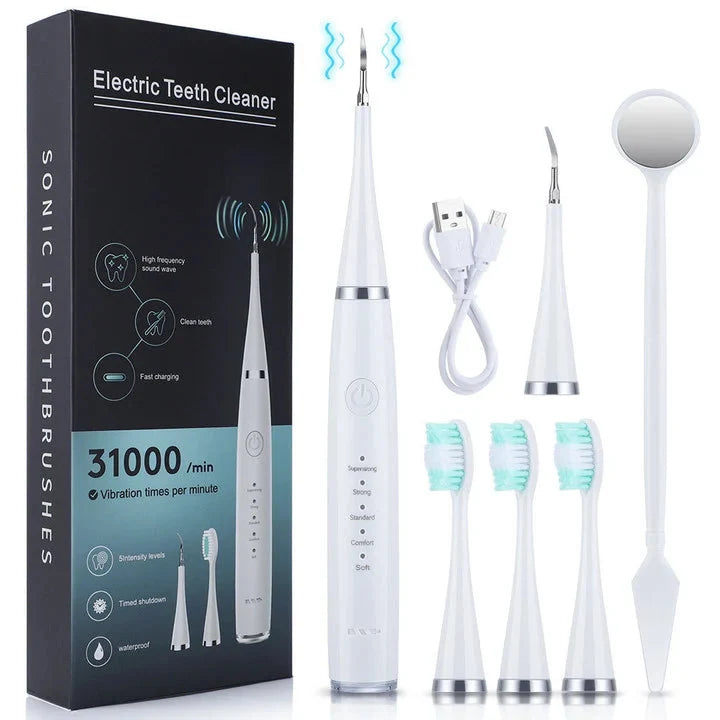 Ultrasonic Tooth Cleaner Waterproof 3 Interchangeable Heads