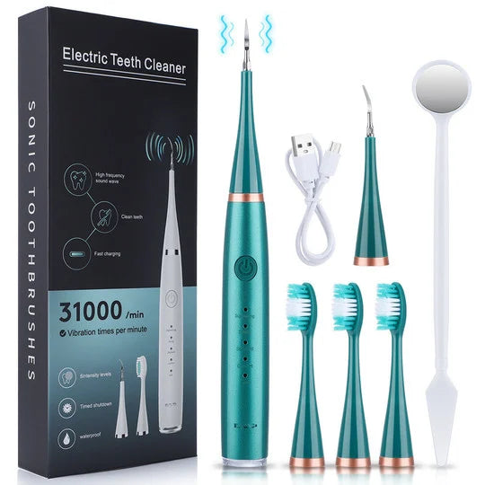 Ultrasonic Tooth Cleaner Waterproof 3 Interchangeable Heads