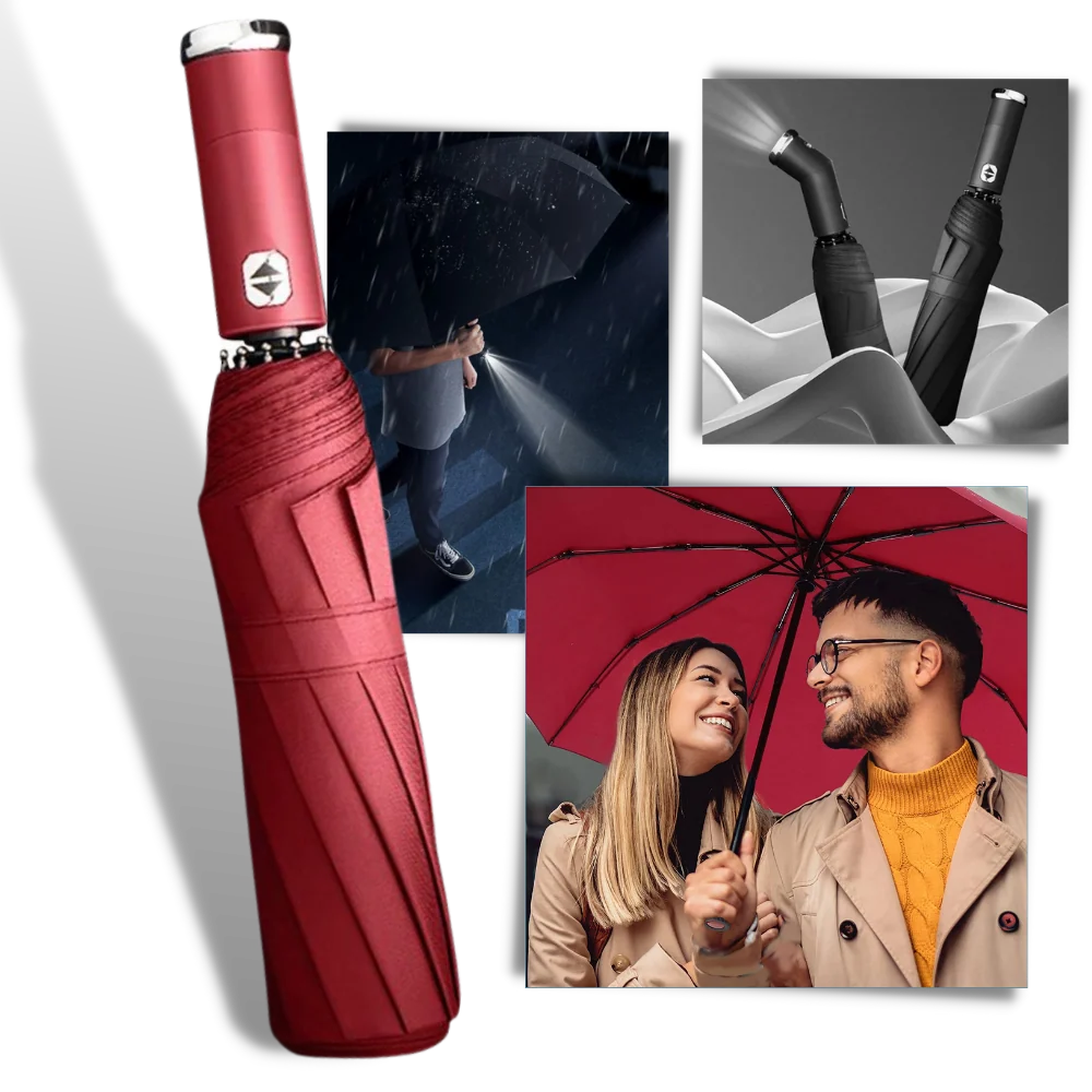 Umbrella 10-Rib Windproof Extra-Large Canopy & LED Light