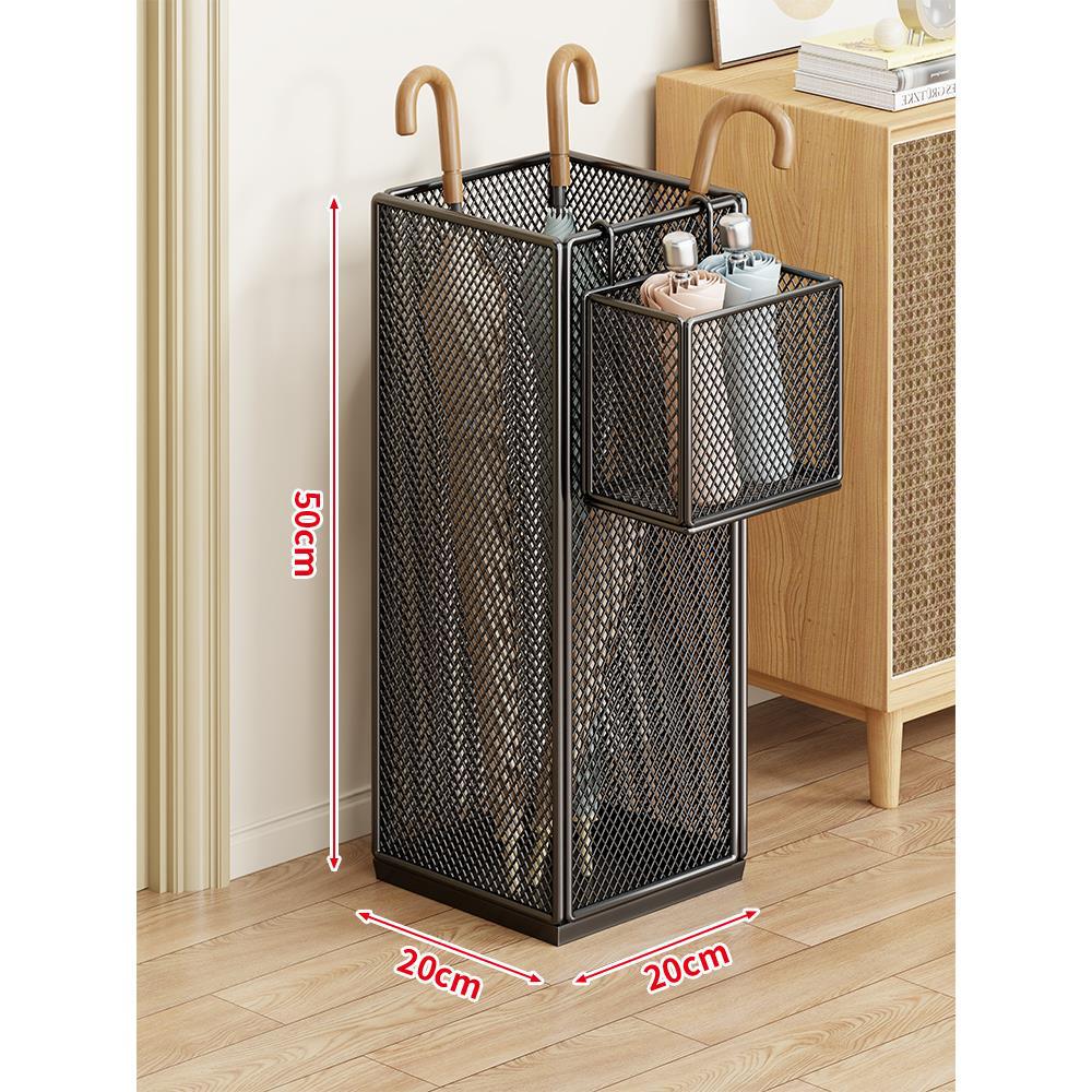 Umbrella Stand Powder-Coated Metal Mesh Ventilated Compact Organizer