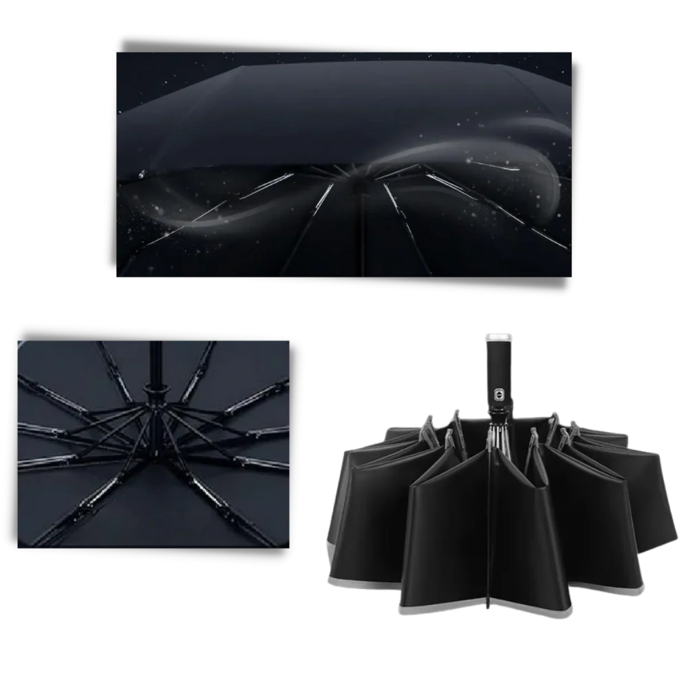 Umbrella Windproof 10-Leg Frame Built-In LED Flashlight Extra-Large Canopy