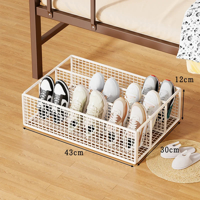 Under-Bed Shoe Storage Drawer Metal Mesh Removable Dividers