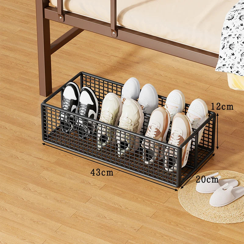 Under-Bed Shoe Storage Drawer Metal Mesh Removable Dividers
