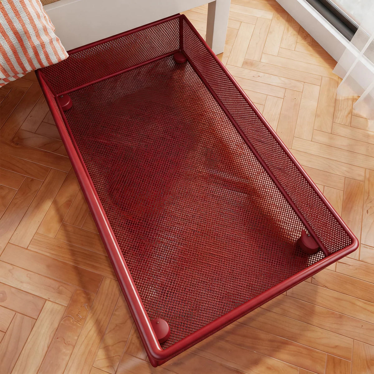 Under-Bed Storage Basket Metal Wire Breathable Open-Grid