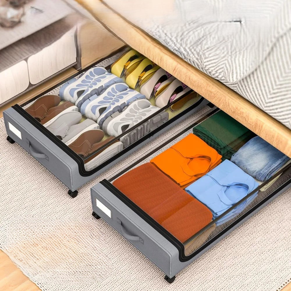 Under-Bed Storage Box Stackable Rolling 48L