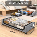 Under-Bed Storage Box Stackable Rolling 48L
