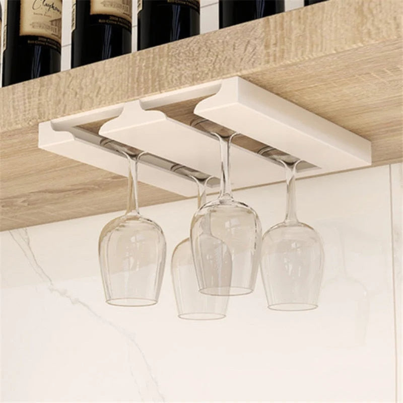 Under Cabinet Wine Glass Rack Space-Saving Metal