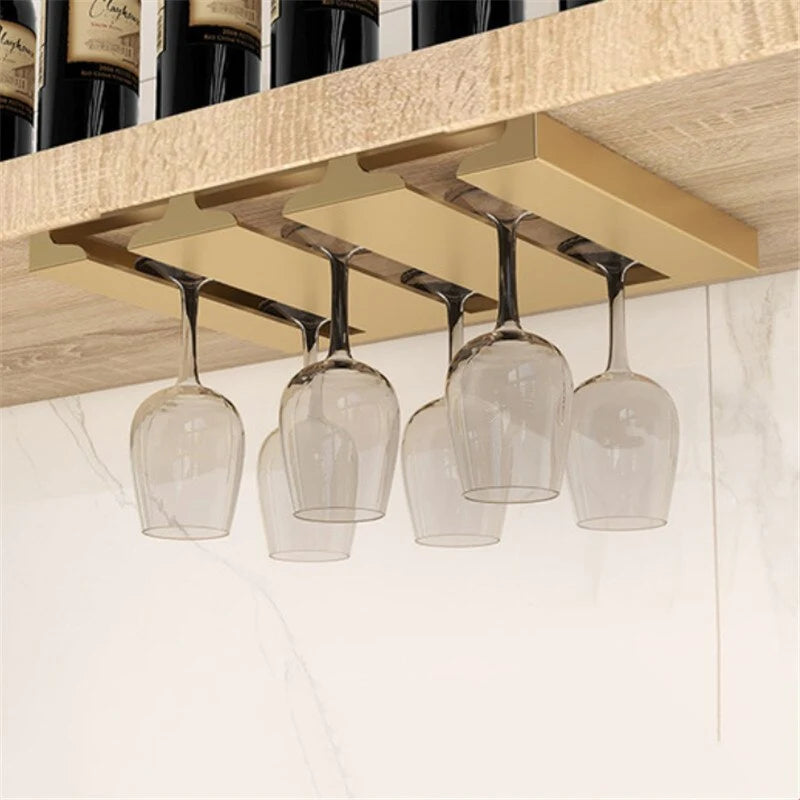 Under Cabinet Wine Glass Rack Space-Saving Metal