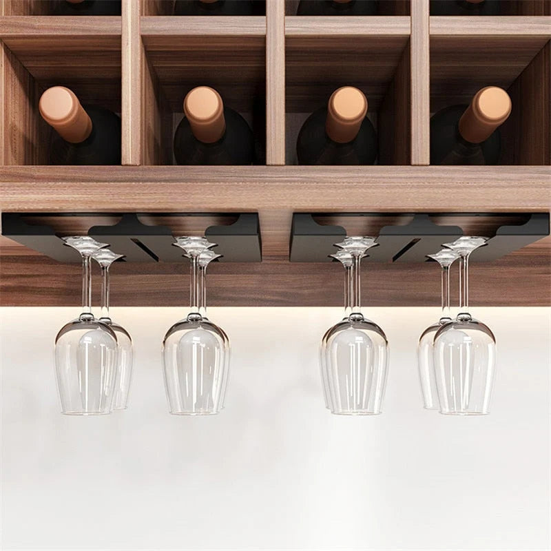 Under Cabinet Wine Glass Rack Space-Saving Metal