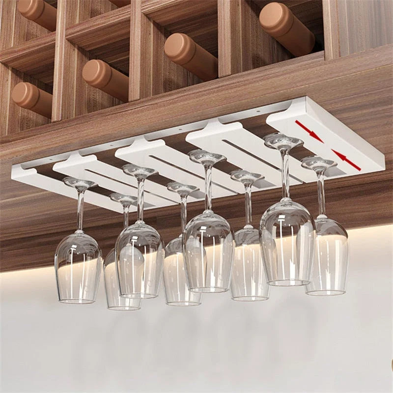 Under Cabinet Wine Glass Rack Space-Saving Metal