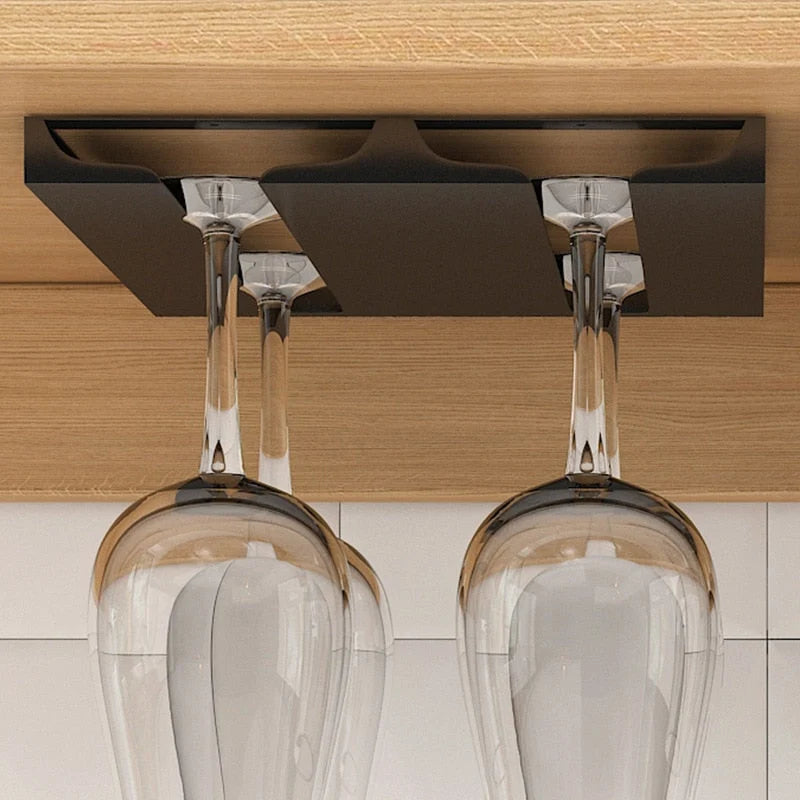 Under Cabinet Wine Glass Rack Space-Saving Metal