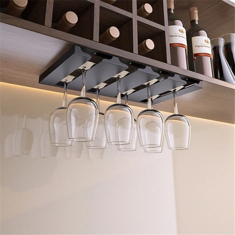 Under Cabinet Wine Glass Rack Space-Saving Metal