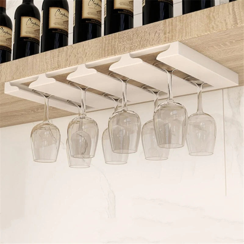 Under Cabinet Wine Glass Rack Space-Saving Metal