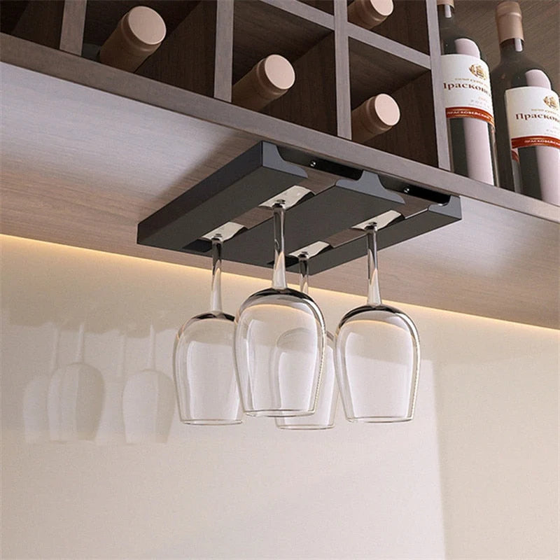 Under Cabinet Wine Glass Rack Space-Saving Metal