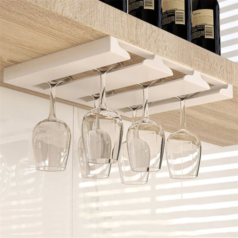 Under Cabinet Wine Glass Rack Space-Saving Metal