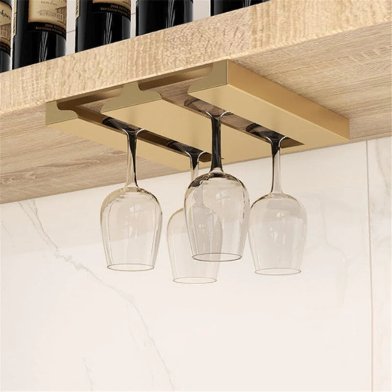 Under Cabinet Wine Glass Rack Space-Saving Metal