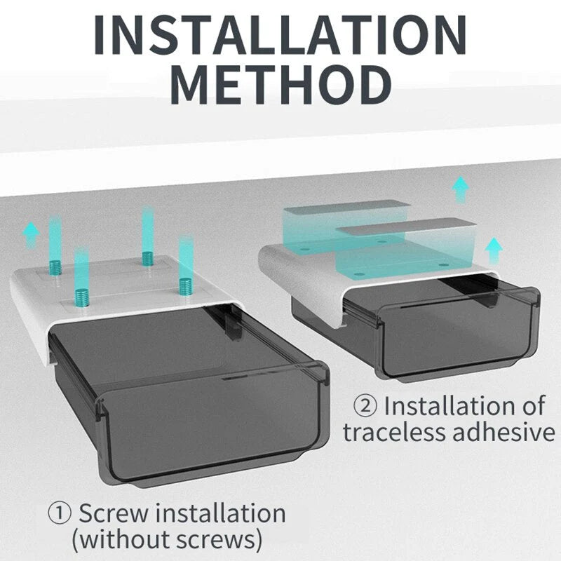 Under Desk Drawer Self-Adhesive Transparent Storage