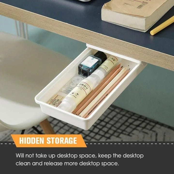 Under-Desk Drawer Slim Self-Adhesive Concealed Storage