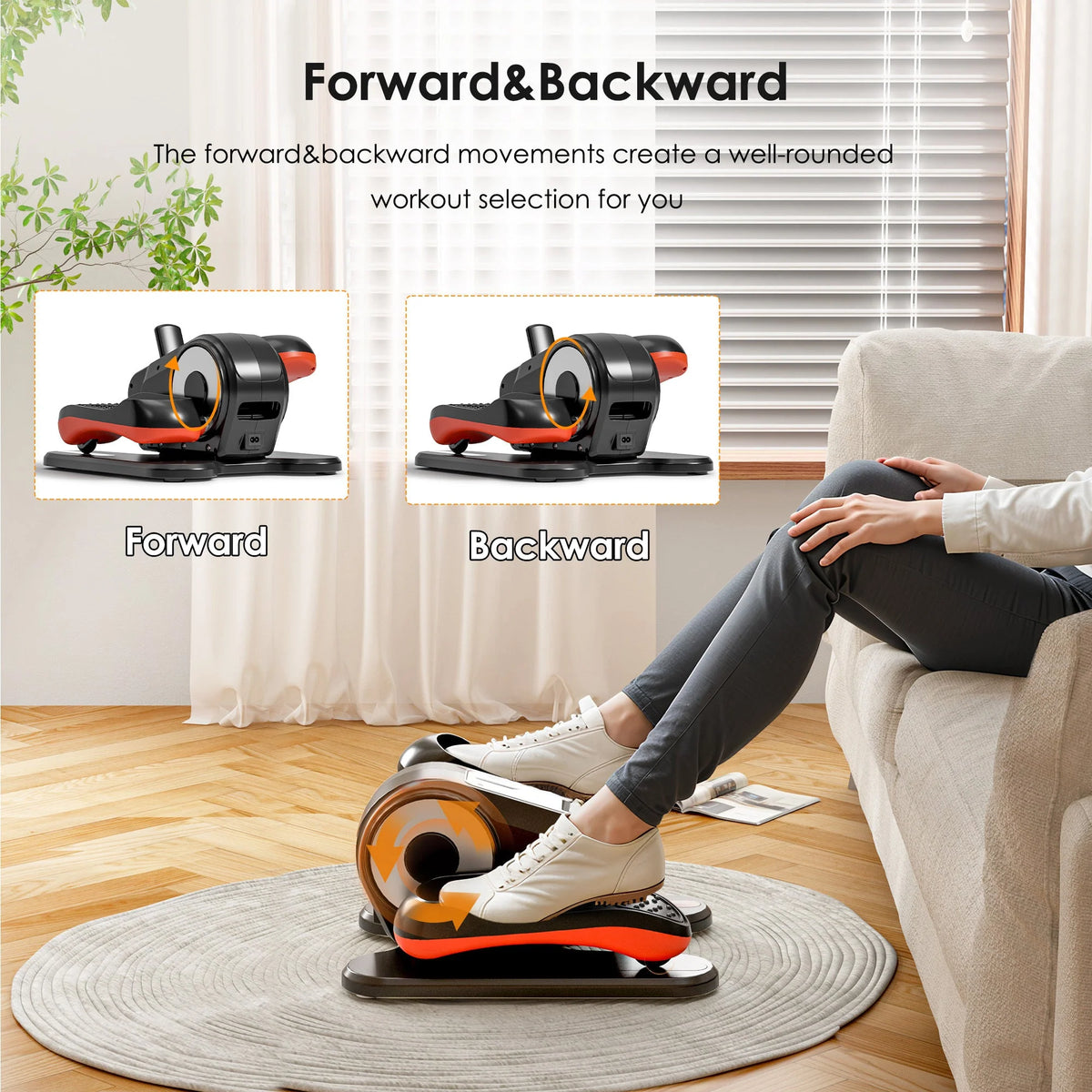 Under Desk Elliptical 12-Speed Bidirectional Whisper-Quiet