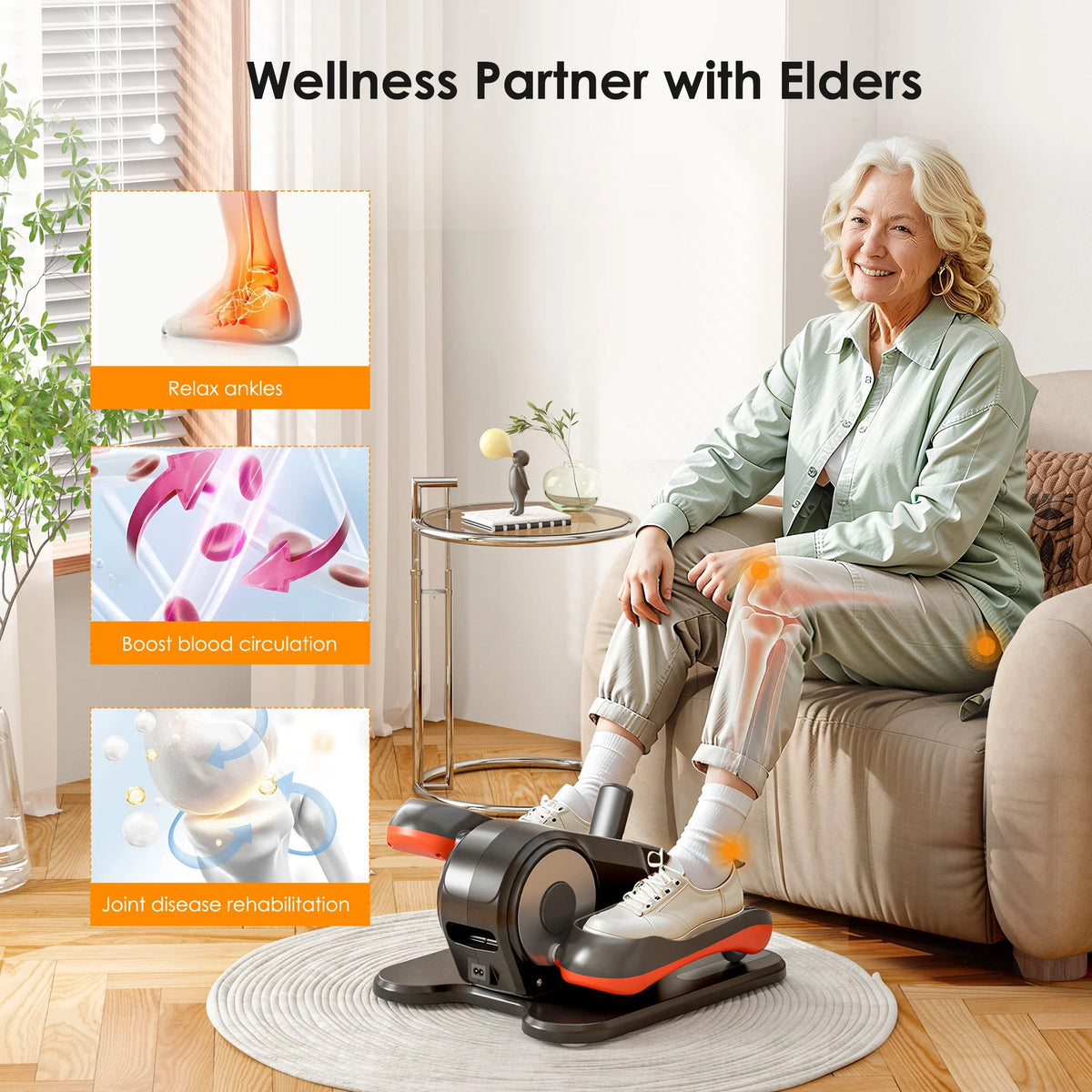 Under Desk Elliptical 12-Speed Bidirectional Whisper-Quiet