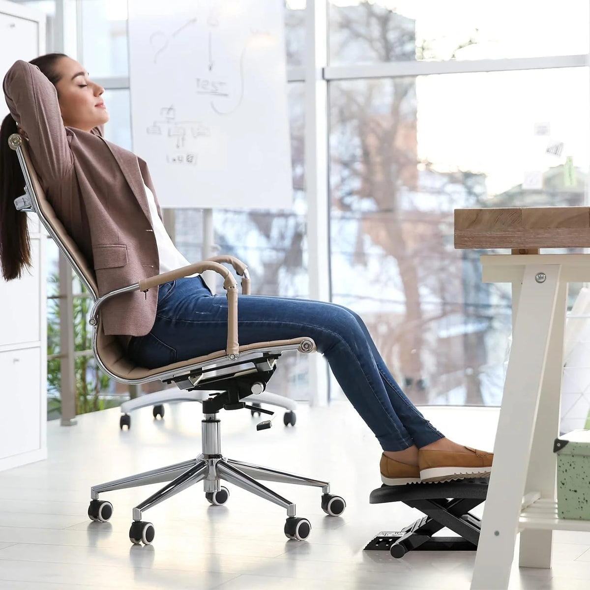 Under-Desk Foot Rest Adjustable Tilt Acupressure Surface & Non-Slip Base