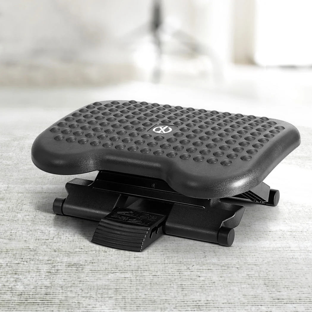 Under-Desk Foot Rest Adjustable Tilt & Acupressure Top Non-Slip Base