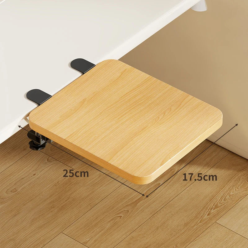 Under-Desk Keyboard Tray Bamboo Clamp-On Pull-Out