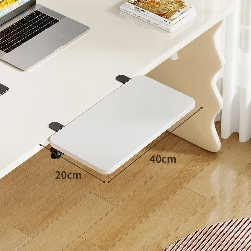 Under-Desk Keyboard Tray Bamboo Clamp-On Pull-Out
