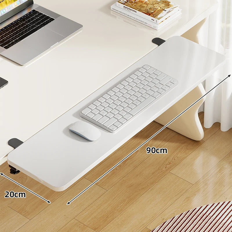 Under-Desk Keyboard Tray Bamboo Clamp-On Pull-Out