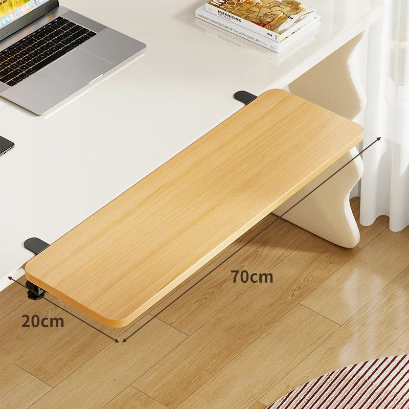 Under-Desk Keyboard Tray Bamboo Clamp-On Pull-Out
