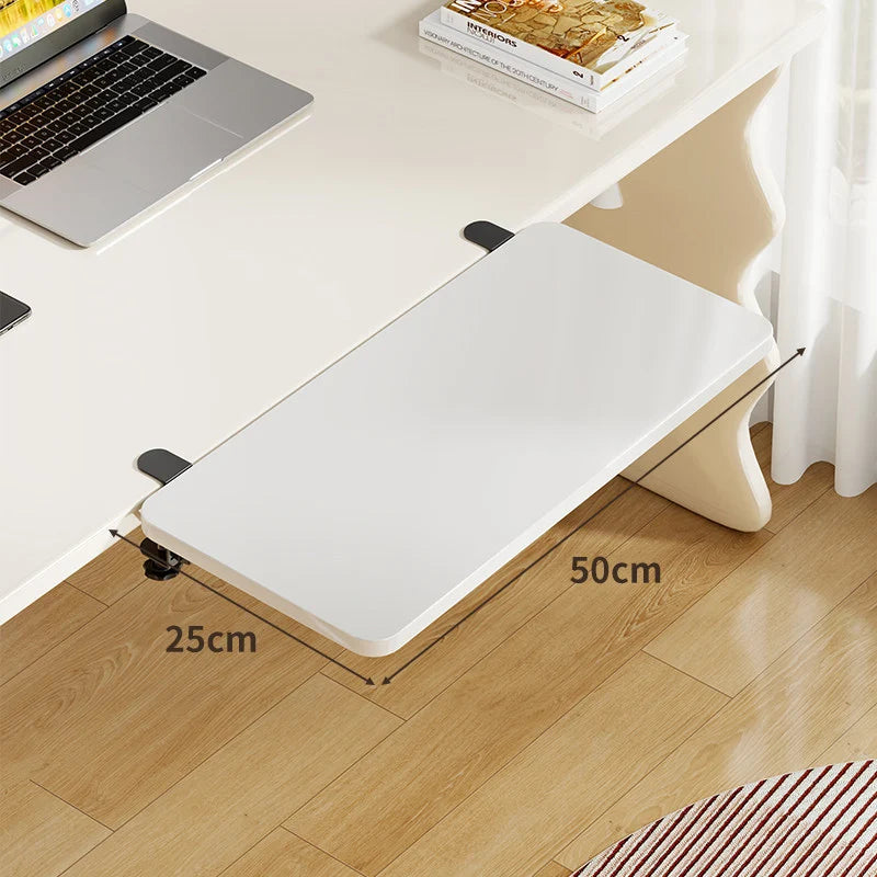 Under-Desk Keyboard Tray Bamboo Clamp-On Pull-Out