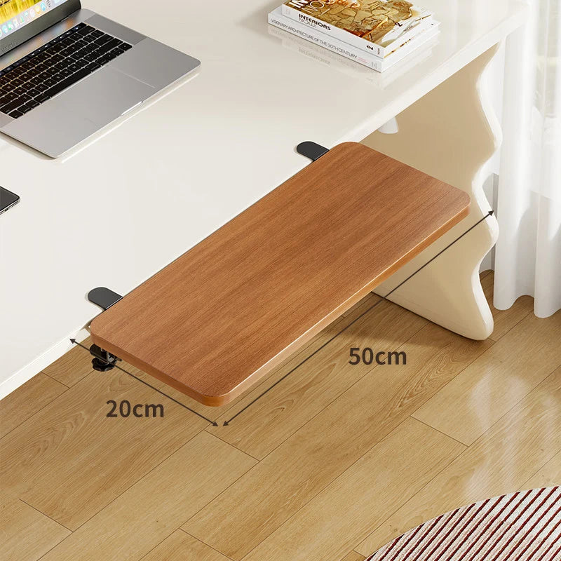 Under-Desk Keyboard Tray Bamboo Clamp-On Pull-Out