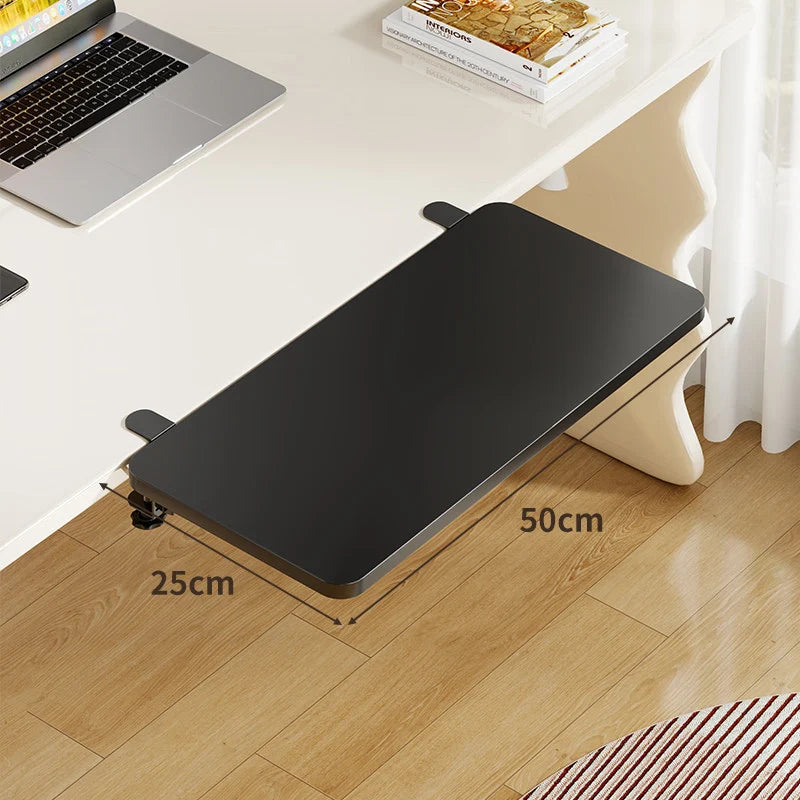 Under-Desk Keyboard Tray Bamboo Clamp-On Pull-Out
