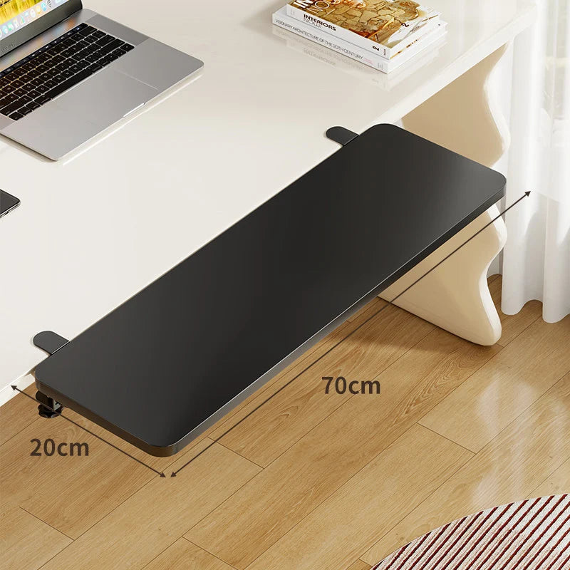 Under-Desk Keyboard Tray Bamboo Clamp-On Pull-Out