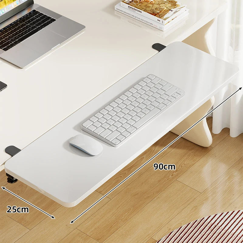 Under-Desk Keyboard Tray Bamboo Clamp-On Pull-Out