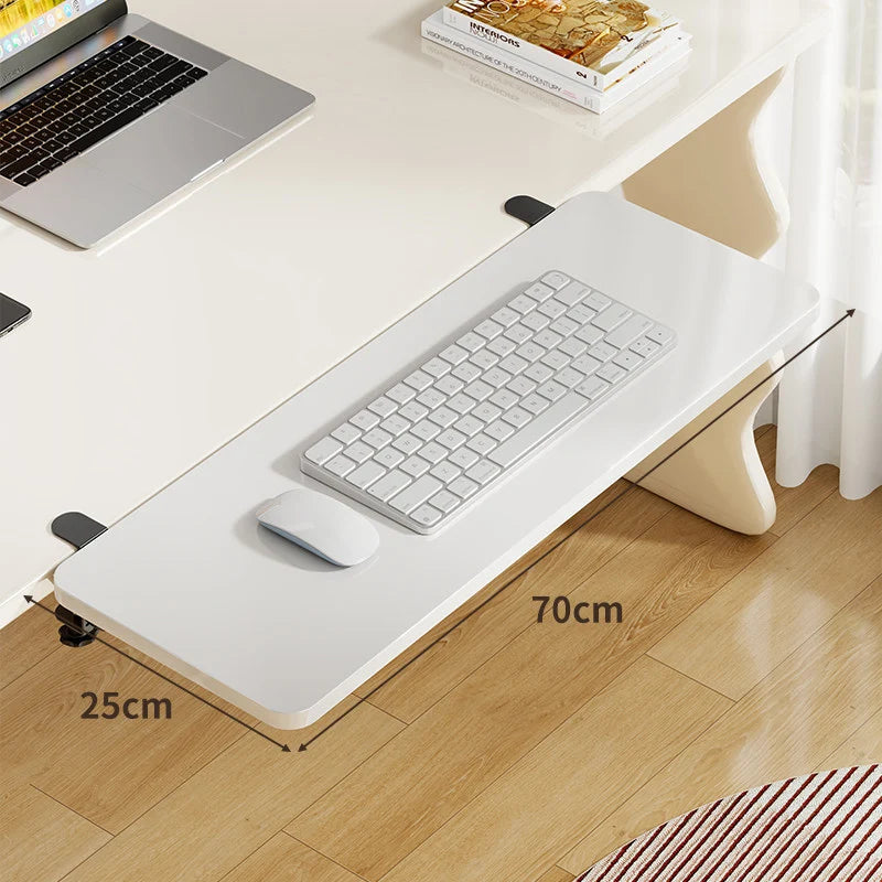 Under-Desk Keyboard Tray Bamboo Clamp-On Pull-Out
