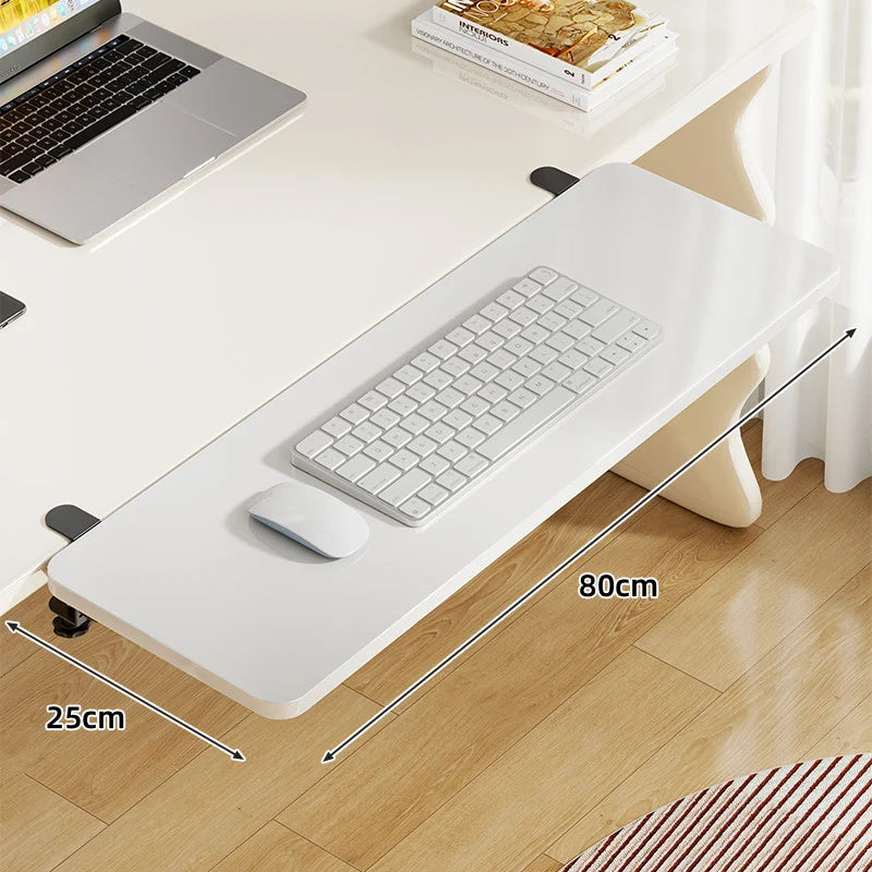Under-Desk Keyboard Tray Bamboo Clamp-On Pull-Out