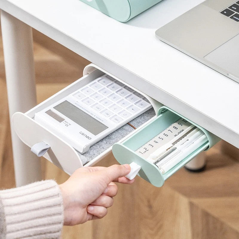 Under-Desk Storage Box Space-Saving With Lid