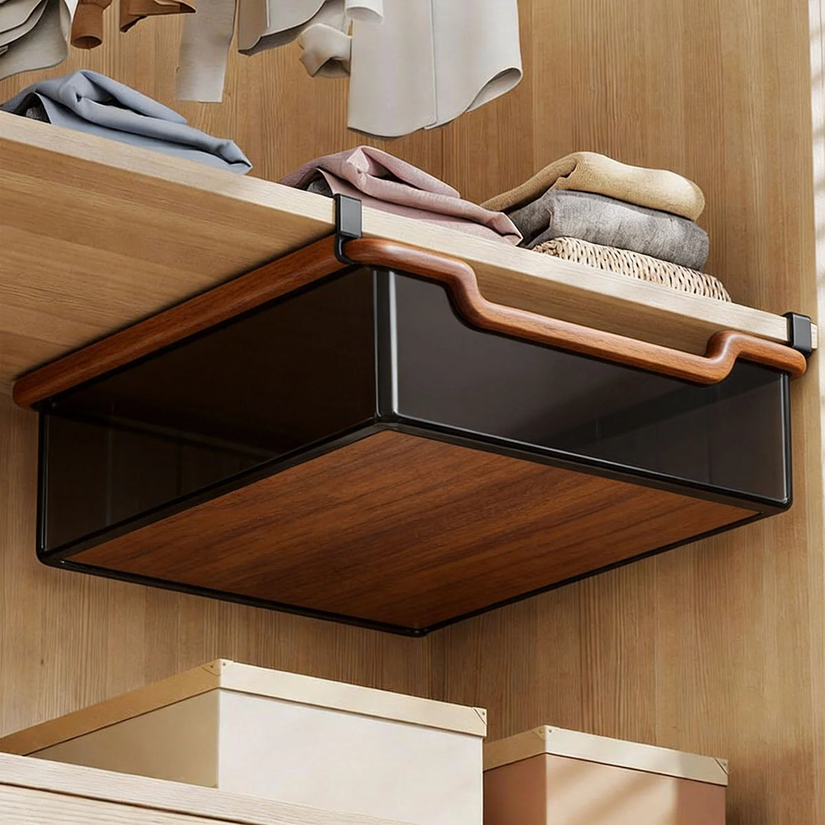 Under-Desk Storage Drawer Clamp-On Sliding Ventilated Mesh