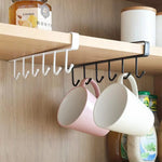 Under-Shelf Hook Organizer Steel 6 Hooks No-Drill Installation